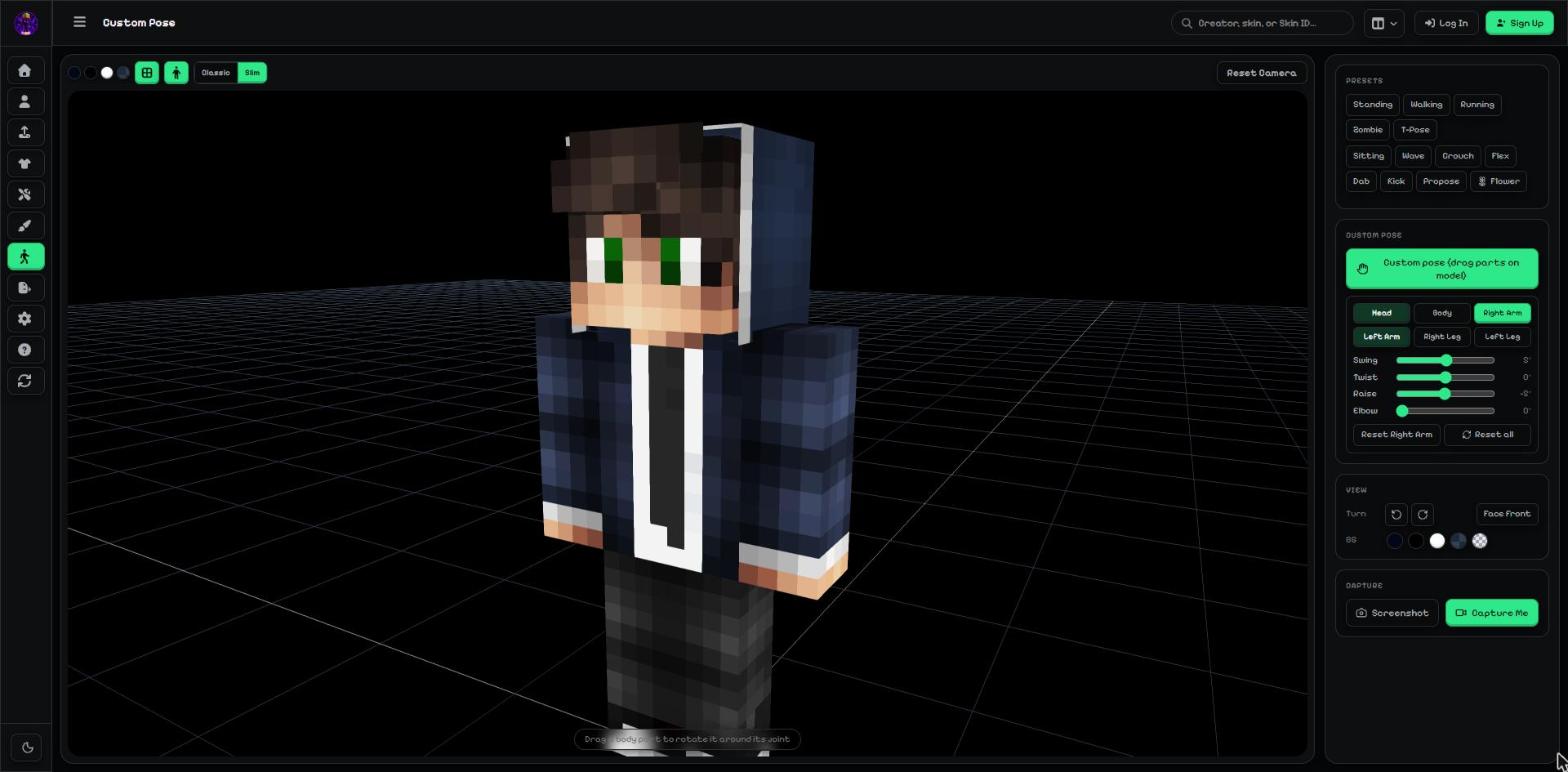 Screenshot and Capture Me on the Custom Pose page